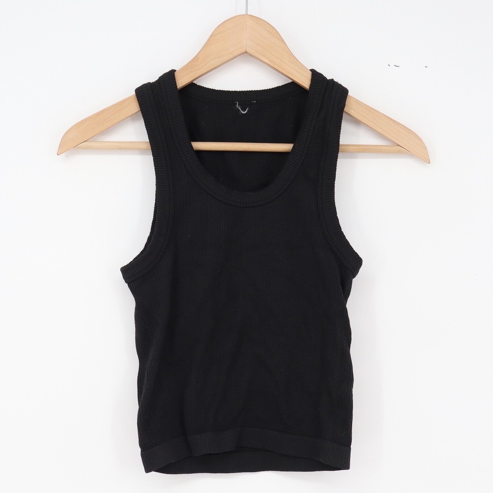 Unbranded Tank Top Womens XS Ribbed Knit Black Cropped Stretch Excellent